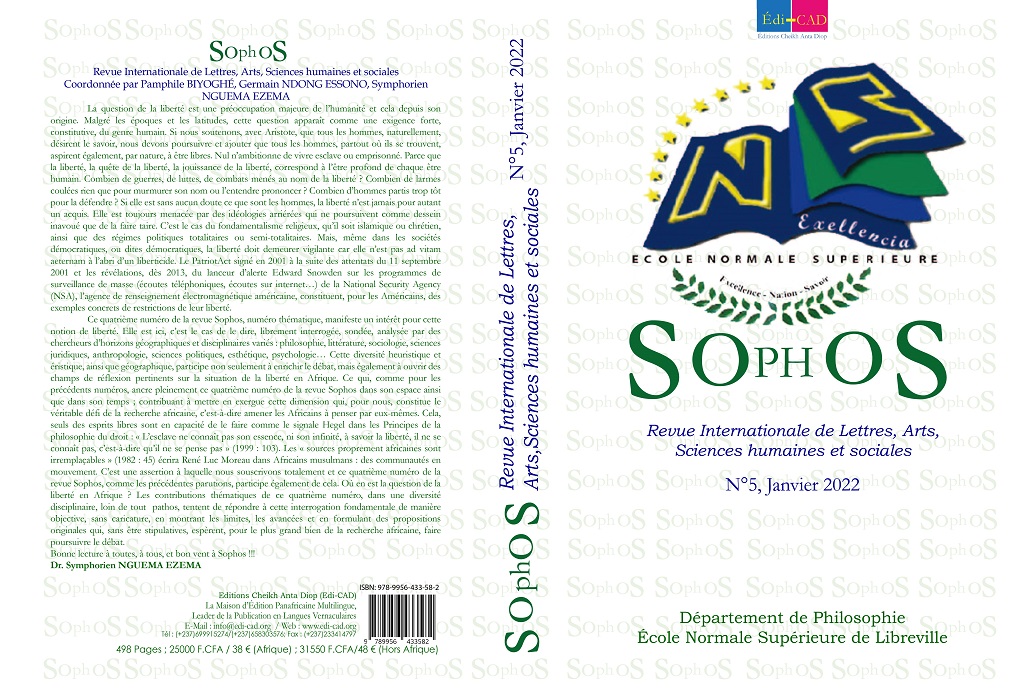  SOPHOS, N°5, Janvier 2022 Revue internationale de Lettres, Arts, Sciences humaines et sociales.   